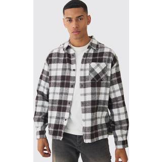 Mens Chocolate Oversized check Long Sleeve Check Shirt