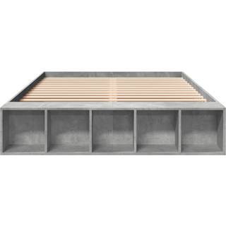 Sengestel Konstrueret Træ - Betongrå / 150 x 200 cm