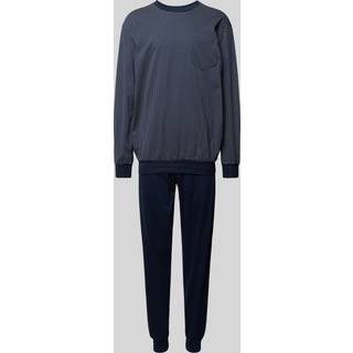 Schiesser Comfort Essentials Long Pyjamas - White/Navy - XX-Large