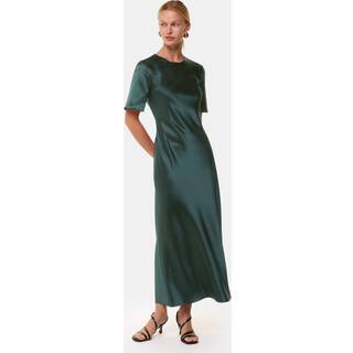 Whistles Whistles Green Avery Satin Twist Dress