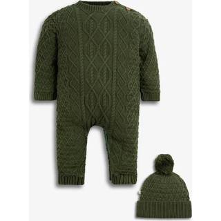 The Little Tailor The Little Tailor Baby 100% Cotton Cable Knit Romper And Hat Gift Set