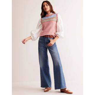 Boden Boden Blue Chrome High Rise Wide Leg Jeans