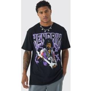Mens Black Oversized Jimi Hendrix License Print T-Shirt
