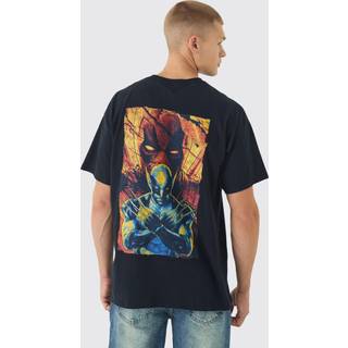 Mens Black Oversized Deadpool Wolverine License T-Shirt