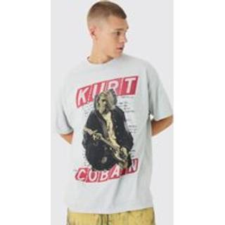 Mens Grey Oversized Kurt Cobain License Print T-Shirt