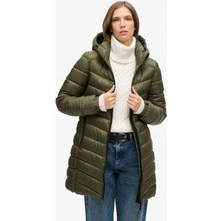Superdry Superdry Dusty Olive Green Hooded Fuji Mid Padded Coat