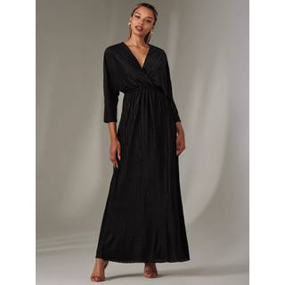 Jolie Moi Jolie Moi Black Textured Jersey Long Sleeve Maxi Dress
