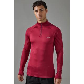 Mens Berry Man Active Gym Raglan Muscle Fit 1/4 Zip Top