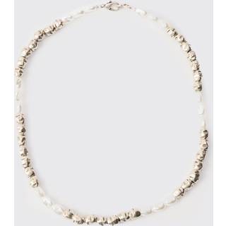 Mens White Pearl Bead Necklace