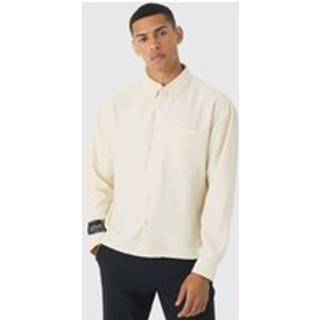 Mens Ecru Oversized Soft Twill Long Sleeve Shirt