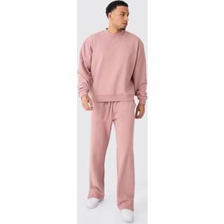 Mens Rose Oversized Extended Neck Heavy Sweatshirt Split Hem Tracksuit