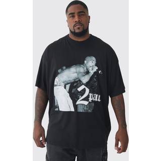 Mens Black Plus Oversized Tupac License Print T-Shirt