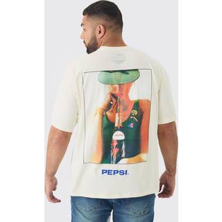 Mens Ecru Plus Oversized Pepsi License Print T-Shirt