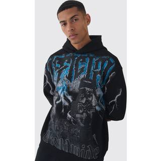 Mens Black Oversized Over Seams Official Gravestone Graphic Hoodie