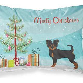 """" Caroline's Treasures Black and Tan Chion Christmas Tree Fabric Standard Pillowcases multicolor """"