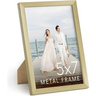 Haus og nuancer 5x7 guldbilleder - 5x7 fotoramme - metalrammeprofil med knustfast plexiglass - 5x7 Gold Frame lodret hængende staffel tilbage til