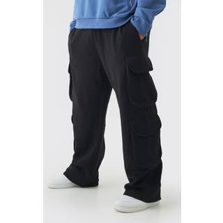 Mens Black Plus Relaxed Cargo Pocket Joggers
