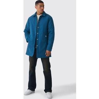 Mens Man Tab Crinkle Longline Mac In Teal
