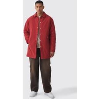 Mens Man Tab Crinkle Longline Mac In Rust