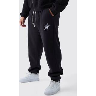 Mens Black Plus Relaxed M Print Rope Drawcord Joggers