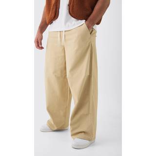 Mens Stone Plus Baggy Fit Elasticated Waist Contrast Drawcord Trousers