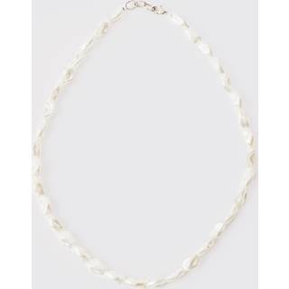 Mens Silver Crushed Pearl Effect Necklace