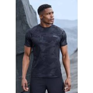 Mens Black Man Active Camo Raglan Performance Muscle Fit T-shirt
