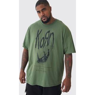 Mens Plus Korn License Print T-shirt In Green