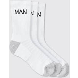 Mens White Man Active Cushioned Training Crew 3 Pack Socks