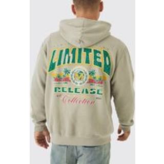 Mens Grey Regular Fit MMXIII Collection Print Washed Zip Through Hoodie