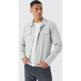 Mens Light Grey Technical Stretch Cargo Long Sleeve Shirt