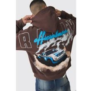 Mens Chocolate Oversized Boxy Over Seams Rally Graphic Hoodie