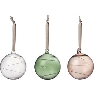 Iittala Solbold 80 Mm 3-pak / Hør / Klar - Julepynt Mundblæst Glas Grøn - 1073980