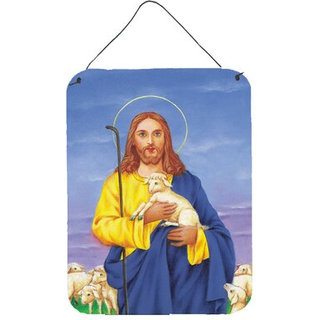 """" Carolines skatte Jesus den gode hyrde, der holder en lamvæg eller dør hængende tryk AAH8215DS1216 16HX12W flerfarvet """"