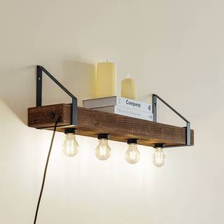 Væglampe Vatana Lindby, dæmpbar, Mørkt træ, Stue/spisestue, Træ, Herregårds/rustik