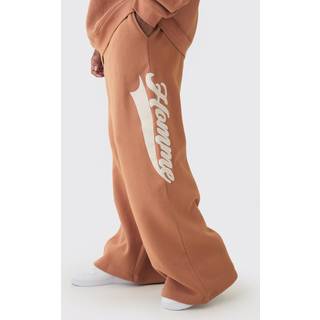 Mens Maroon Plus Wide Fit Homme Applique Joggers