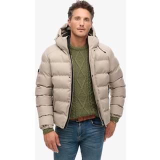 Superdry Superdry Beige Marl Hooded Tweed Sports Puffer Jacket