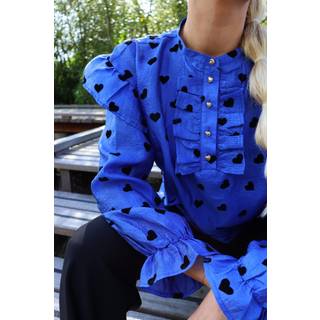 LIBERTÃ dame bluse TIA - Cobolt Blue Black Heart - L