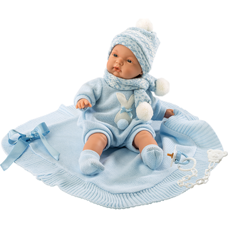 Babydukke - Lyseblåt tøj, 38 cm