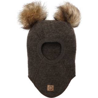Mikk-Line Uld elefanthue med pom pom - DARK BROWN
