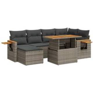 Sofasæt Til Haven 7 Dele Med Hynder Polyrattan - 7 / Grå / med opbevaring