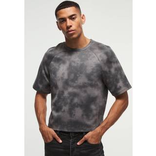 Mens Charcoal Boxy Super Heavy Suede Textured T-Shirt