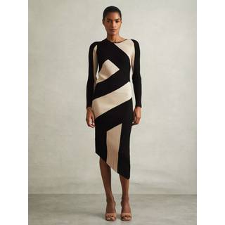 Reiss Reiss Jem Strikket Ensfarvet Asymmetrisk Midi Kjole