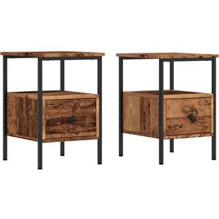 sengeborde 2 stk. 34x36x50 cm konstrueret træ gammelt trælook