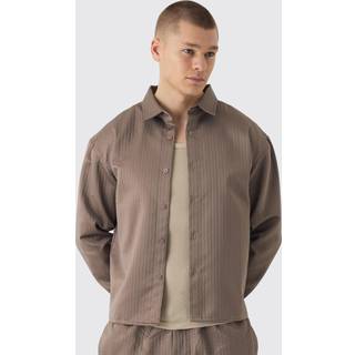 Mens Brown Oversized Herringbone Overshirt