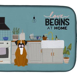 """" Caroline's Treasures CK7820DDM Flothy Fawn Boxer Kitchen Scene Dish-Drying-Mats 14 X 21 Multicolor """"