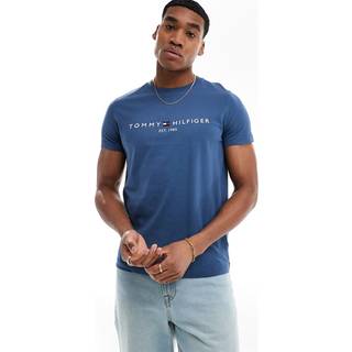 Tommy Hilfiger Logo Slim Fit T Shirt Blue