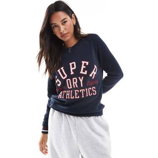 Superdry Superdry Blue Slouchy 100% Cotton Knitted Graphic Crew Jumper