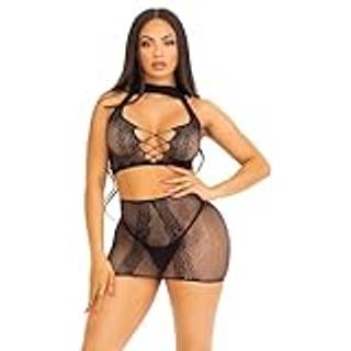 LEG AVENUE - OPEN LACE TOP SKIRT One-size Negro