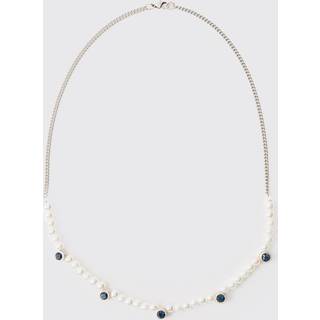 Mens White Pearl And Gem Necklace